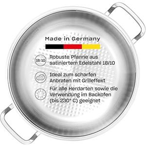 Fissler Original,Profi Collection Padella da portada in acciaio inox 3L, 28 cm, padella tonda con bordo alto, senza rivestimento, per cottura a induzione