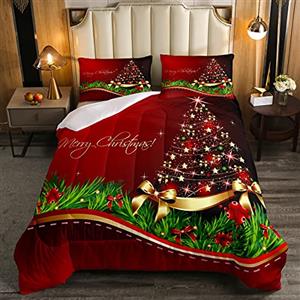 Loussiesd Set di biancheria da letto con Trapunta natalizio con glitter colorati per albero di Natale, per ragazzi, ragazze, capodanno, vacanze, piumino, 200x200cm