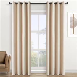 Topfinel Tende Oscuranti per Interni Camera da Letto Cameretta Moderne Soggiorno Termiche Fonoassorbenti con Anelli Tenda Oscurante 2 Pezzi Beige 140x240 CM