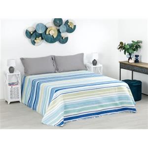 Baroni Home Trapuntino Copriletto Luxury Primaverile Estivo in Microfibra, Trapunta Estiva Matrimoniale 260x260 cm - Righe Blu