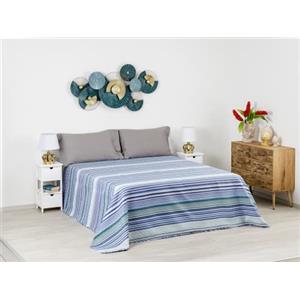 Baroni Home Trapuntino Copriletto Primaverile Estivo in Microfibra, Trapunta Estiva Matrimoniale 250x250 cm - Righe Blu