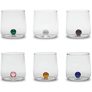 Zafferano Bilia Bicchieri Multicolore 44 cl Set 6 Pz in Vetro Borosilicato Fatto a Mano