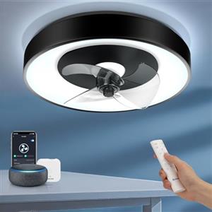 Aigostar- Ventilatore da Soffitto Smart con Luce, Compatibile con Alexa, LED 40W, 4400LM, 2700K-6500K Dimmerabile, Plafoniera Ventilatore Soffitto con Telecomando e Gateway, 6 Velocità, φ50CM