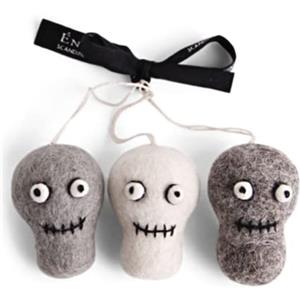 Gry & Sif teschi decorativi in feltro fatti a mano | decorazioni Halloween da appendere, decorazioni autunnali, decorazione sospesa Halloween, decorazioni Halloween | set di 3 teschi