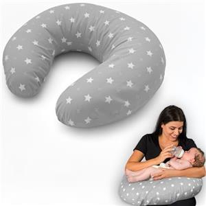 Flowen Cuscino Allattamento e Gravidanza Ciambella Allattamento Neonato con Federa in 100% Cotone e Morbido Riempimento Supporto Ergonomico alla Schiena Idea Regalo per Neo Mamme Accessorio Premaman Lavabile