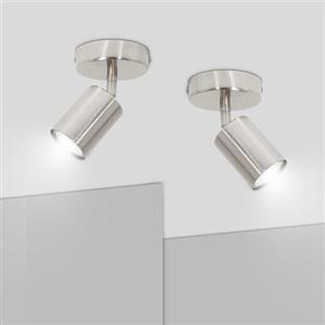 Ketom Lampada Faretti da Soffitto Orientabili - GU10 Faretti LED da Soffitto in Nichel - Moderna Plafoniera LED Faretti 1 Luce - Faretto da Parete Interno - Senza Lampadina