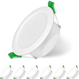 Jaenmsa Faretti Led da Incasso per Cartongesso 230V, 8W Foro Φ 75-85mm, IP44, Non Dimmerabile, Faretti LED Soffitto, Bianco Caldo 3000K, Set di 6
