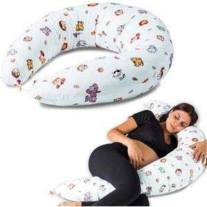 Flowen Cuscino Gravidanza e Allattamento per Dormire di Lato per Donne Incinta Idea Regalo per Neo Mamme con Federa in 100% Cotone e Morbido Riempimento Accessorio Full Body Premaman per un Sostegno Ottimale