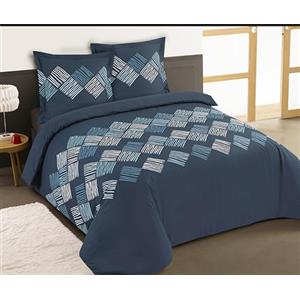 Vision - Parure da letto Nora - 100% cotone - blu - Set copripiumino 260 x 240 cm con 2 federe per letto king size - fibre naturali - Oekotex