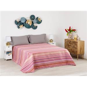 Baroni Home Trapuntino Copriletto Primaverile Estivo in Microfibra, Trapunta Estiva Matrimoniale 250x250 cm - Righe Rosa