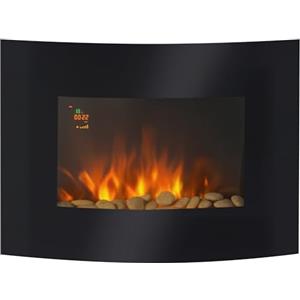 HOMCOM Camino Elettrico da Incasso Parete 900/1800W Riscaldamento Effetto Fiamma 3D Regolabile, Caminetto Elettrico Luce LED 7 Colori, Telecomando, Protezione Surriscaldamento, Timer, Termostato, 30㎡