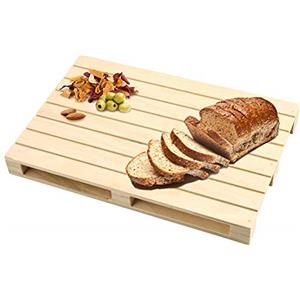 BAKAJI Tagliere Forma Pallet Vassoio Pedana da Tavola in Legno per Antipasti Contorni Pane Affettati Salumi Formaggi Piatto Servizio Aperitivo Stuzzichini Dimensione 20 x 35 cm