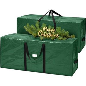 SONGMICS Borsa per Albero di Natale, Custodia per Albero Smontabile fino a 229 cm, Cuciture Interne Rinforzate, Maniglie Lunghe, con Cerniera, PE, Verde RXS005C01