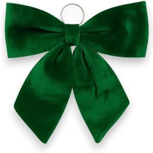 Generico Fiocco di Natale in velluto Verde Scuro imbottito decorazione Puntale Albero di Natale fuori porta Coccarda Ghirlanda addobbo natalizio (44 cm)