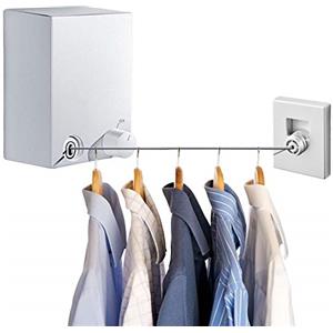 LIVEHITOP Stendibiancheria Retrattile, Acciaio Inossidabile Corda da bucato riavvolgibile, 4.2m Estensibile per Interni ed Esterni, Montaggio Punch ed a Parete