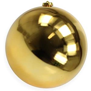 Aurora Store Palla di Natale Gigante Ø 20 cm in Plastica LUCIDA ORO ROSSO Infrangibile Resistente Ai Raggi UV per Esterno Decorazioni PERLATA per Negozio, Vetrina, Luminarie Esterna Sfera Natalizia (Oro)