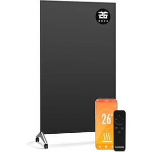 KLARSTEIN Wonderwall Smart - Stufa a Infrarossi, 800W - Montaggio a Parete, WiFi & App, Compatibile con Alexa, Calore Istantaneo, Display LED, Protezione dal Surriscaldamento, per Stanze Fino a 15m²