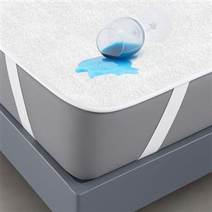 Flowen Coprimaterasso Matrimoniale Impermeabile 160x190 cm Lenzuolo in Cotone Terry Cerata per Letto Traversa Lettino Protezione Traspirante Antiacaro Anallergico Lavabile in Lavatrice con 4 Elastici