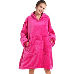 REDESS Felpa con cappuccio Blanket, coperta indossabile Sherpa oversize con maniche e tasca gigante, accogliente felpa con cappuccio per adulti bambini