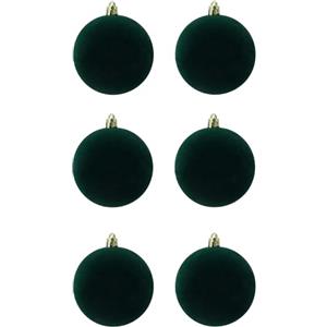 Generico 6x Palline di Natale in Velluto Sfera Infrangibile in Plastica Verde FLOCCATE 8 cm per Albero di Natale Decorazioni Natalizie Ornamento Set 6 palle INNEVATO floccato vellutato