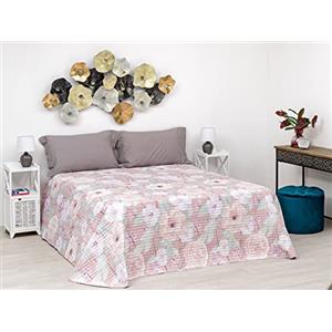 Baroni Home Trapuntino Copriletto Luxury Primaverile Estivo in Microfibra, Trapunta Estiva Matrimoniale 260x260 cm - Fiori Rosa