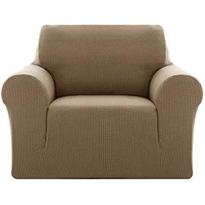 Deconovo Copridivano 1 Posto Elasicizzato Fodera Protettiva Divano Copripoltrona con Braccioli per Soggiorno Marrone