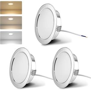 KYOTECH Faretti LED da incasso per mobili 230V 4W G4 300LM, 3000K Caldo 4000K Neutro 6000K Freddo faretto da incasso, in acciaio inox spazzolato, al posto delle lampade ad alogene Set di 3
