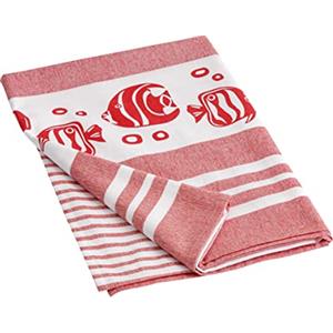 Baroni Home Telo Mare con nappe colorate, Pareo, Telo da Yoga, Asciugamano da Spiaggia Hammam, Super Assorbente e Asciugatura Rapida, Ecologico, 90x170 cm (Pesci Rossi)