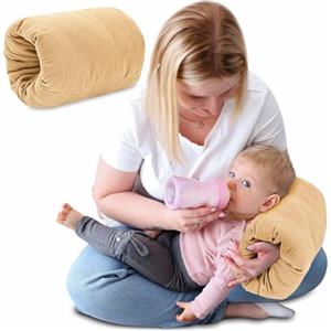 Totsy Baby Cuscino Mussola allattamento per bebe 20 cm - Cuscini a manica o a bracciale per l'alimentazione neonato piccolo cuscinetto per bambini o bambina Oeko-Tex Beige