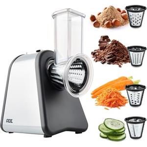 ADE Grattugia elettrica da cucina con 4 inserti extra-affilati | tritatutto per verdura e frutta | affettaverdure | tagliaverdure | fino a 500 W