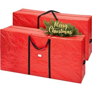 SONGMICS Borsa per Albero di Natale, Custodia per Albero Smontabile fino a 274 cm, Cuciture Interne Rinforzate, Maniglie Lunghe, con Cerniera, PE, Rosso RXS006R01