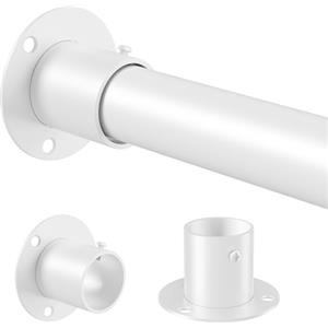 Venwemong Asta per armadio, 70-90cm Binario appendiabiti regolabile, Acciaio inossidabile con accessori di fissaggio per armadio e ripostiglio, Bianco, Diametro 25mm