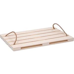 BAKAJI Tagliere Forma Pallet Vassoio Pedana da Tavola in Legno per Antipasti Contorni Pane Affettati Salumi Formaggi Piatto Servizio Aperitivo Stuzzichini Dimensione 36 x 24 con Manici