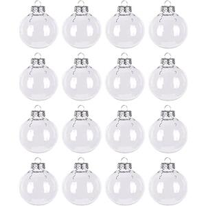 Generico 16 Palline di Natale TRASPARENTI Sfera Infrangibile in Plastica RIEMPIBILI NEUTRA CHIARA per Albero di Natale Decorazione Natalizie Ornamento con Gancetto (6 cm)