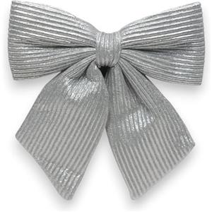 Generico Fiocco Natalizio in Velluto Rigato Argento 34 cm - Decorazione Elegante per Albero di Natale, Ghirlande, Camini e Ambienti Festivi - Tessuto Morbido e Brillante, Addobbo Natalizio Raffinato