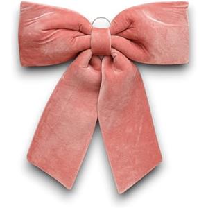 Generico Fiocco di Natale in velluto ROSA ANTICO imbottito decorazione Puntale Albero di Natale fuori porta Coccarda Ghirlanda addobbo natalizio MALVA CIPRIA (22 cm)