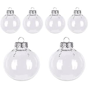 Generico 6 Palline di Natale TRASPARENTI Sfera Infrangibile in Plastica RIEMPIBILI NEUTRA CHIARA per Albero di Natale Decorazione Natalizie Ornamento con Gancetto (10 cm)