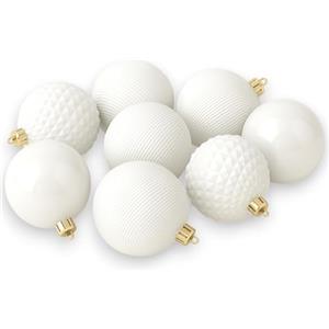 KORAT Set Palline di Natale KORAT in Plastica Infrangibile - 3 Misure (6cm, 8cm, 10cm) - Colori Rosso, Oro, Argento, Bianco, Verde, Rosa Antico - Decorazioni per Albero Natalizio (12, Bianco, 8 Cm)