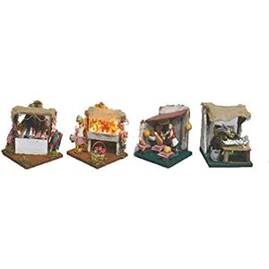 Aurora Store Set 4 pz Ambientazione CON LUCI Casolare con Negozi Presepe Mestieri Banco dei Venditori per Realizzare Presepi di Natale per Pastori 14 x 14 x h. 15 cm (2)