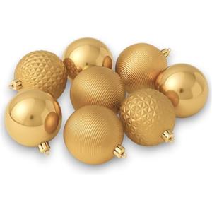 KORAT Set Palline di Natale KORAT in Plastica Infrangibile - 3 Misure (6cm, 8cm, 10cm) - Colori Rosso, Oro, Argento, Bianco, Verde, Rosa Antico - Decorazioni per Albero Natalizio (8, Oro, 10 Cm)