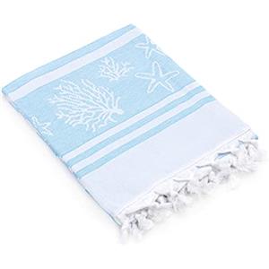 Baroni Home Telo Mare 100% Cotone Asciugamano Mare Super Assorbenza Telo da Spiaggia, Mare, Piscina, Asciugatura Rapida, 90x170 cm, Corallo Turchese