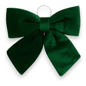 Generico Fiocco di Natale in velluto Verde Scuro imbottito decorazione Puntale Albero di Natale fuori porta Coccarda Ghirlanda addobbo natalizio (34 cm)
