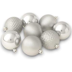KORAT Set Palline di Natale KORAT in Plastica Infrangibile - 3 Misure (6cm, 8cm, 10cm) - Colori Rosso, Oro, Argento, Bianco, Verde, Rosa Antico - Decorazioni per Albero Natalizio (12, Argento, 8 Cm)