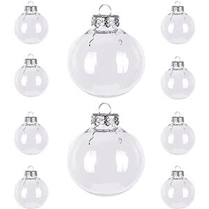 Generico 10 Palline di Natale TRASPARENTI Sfera Infrangibile in Plastica RIEMPIBILI NEUTRA CHIARA per Albero di Natale Decorazione Natalizie Ornamento con Gancetto (8 cm)