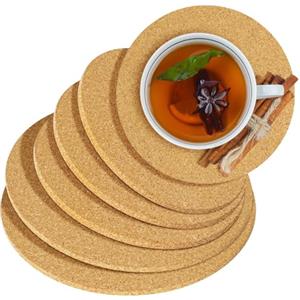 flintronic Sottopentola Rotondo in Sughero, Set da 6 15+18 +20cm Sottopentola Antiscivolo Anticalore, Perfetti per Pentole per Cucina Piatti Caldi, pentole e Padelle