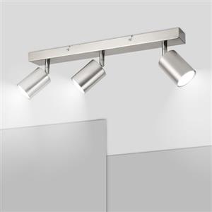 Ketom Lampada Faretti da Soffitto Orientabili, GU10 Faretti LED da Soffitto in Nichel, Plafoniera LED Faretti 3 Luce, Senza Lampadina