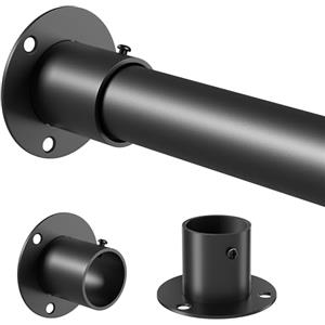 Venwemong Asta appendiabiti estensibile, in acciaio inox, con prese di fissaggio per armadio, colore nero, diametro 25 mm