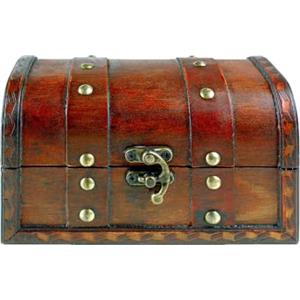 Brynnberg Scrigno del Tesoro Vintage, Cassetta Legno in stile Antico per riporre Accessori Gioielli Oggetti di Valore, Baule legno piccolo, Idea Regalo Decorativa 17x10x10cm