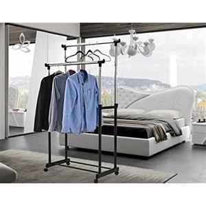 GENERAL TRADE Stand Guardaroba Appendiabiti Doppio con Ruote Regolabile attaccapanni vestiti