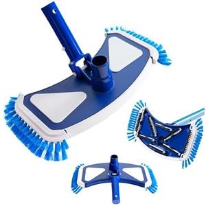Arebos Spazzola aspirante per piscina | con sistema a clip | Attacco per tubo da piscina Ø 32/38 mm | Spazzola per piscina | Larghezza testa: 35 cm | Blu-Bianco